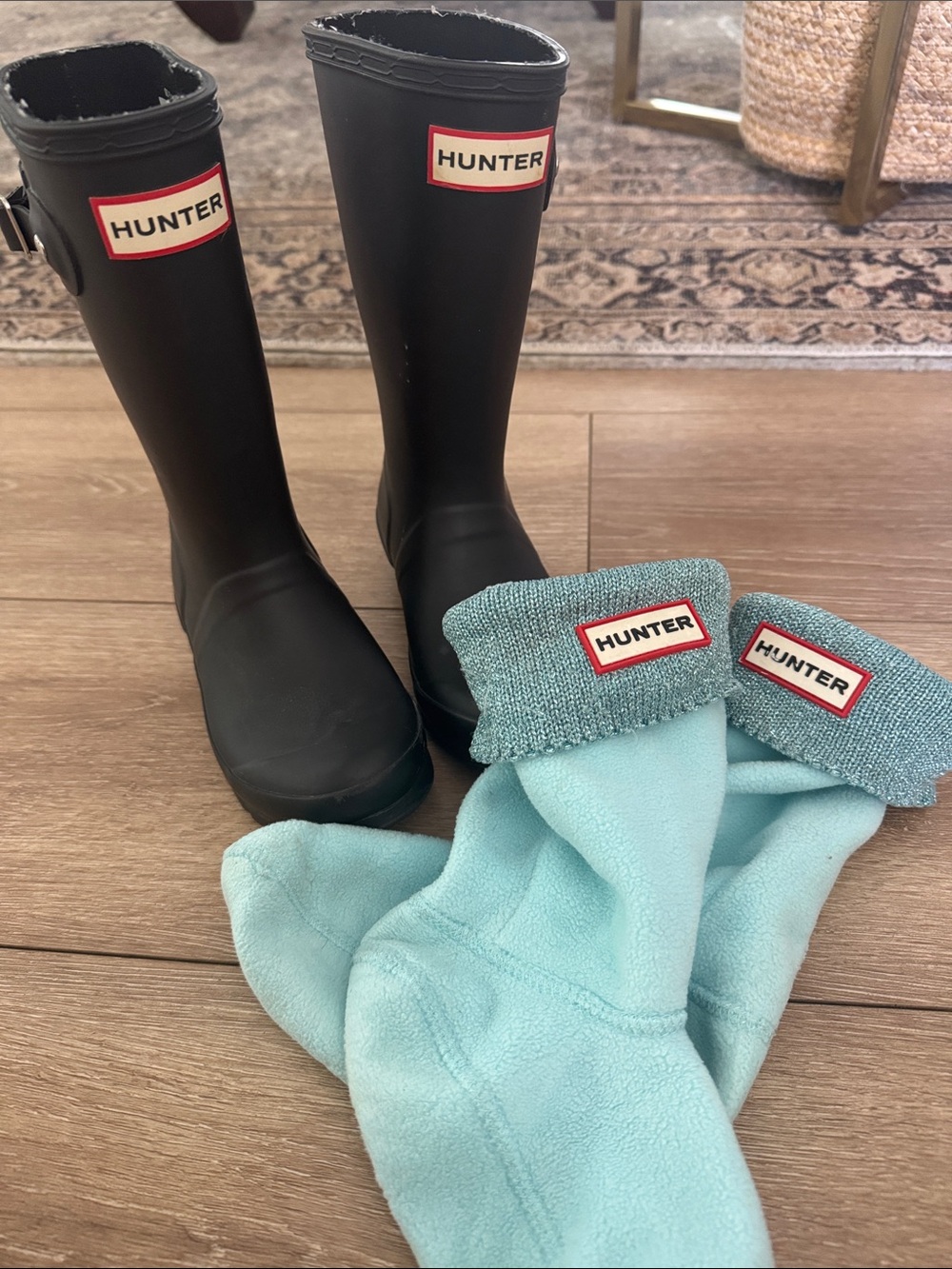 Kids Hunter Rain Boots with Aqua Liner cuffs